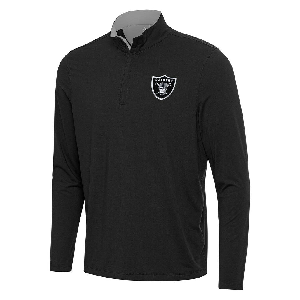 Las Vegas Raiders Antigua Content Quarter-Zip Pullover Top - Black/Gray for sale