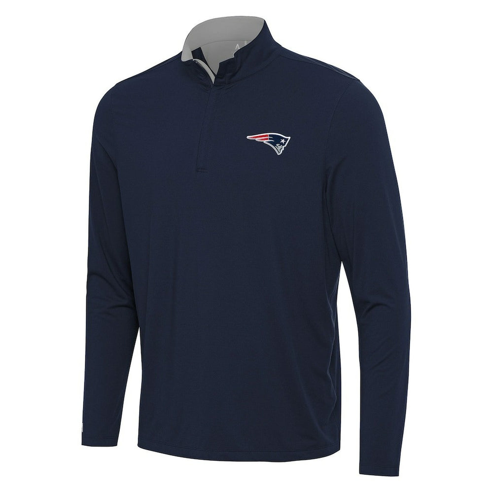 New England Patriots Antigua Content Quarter-Zip Pullover Top - Navy/Gray discount