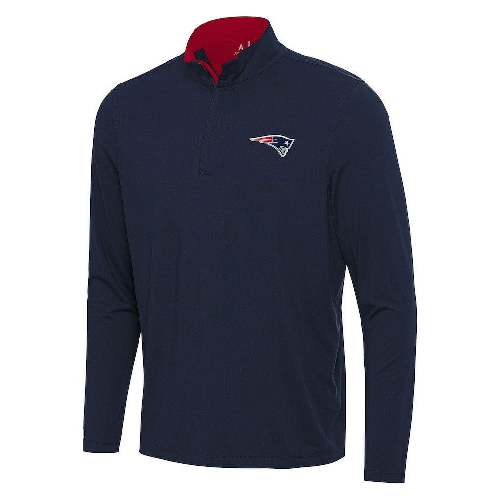 New England Patriots Antigua Content Quarter-Zip Pullover Top - Navy/Red for sale