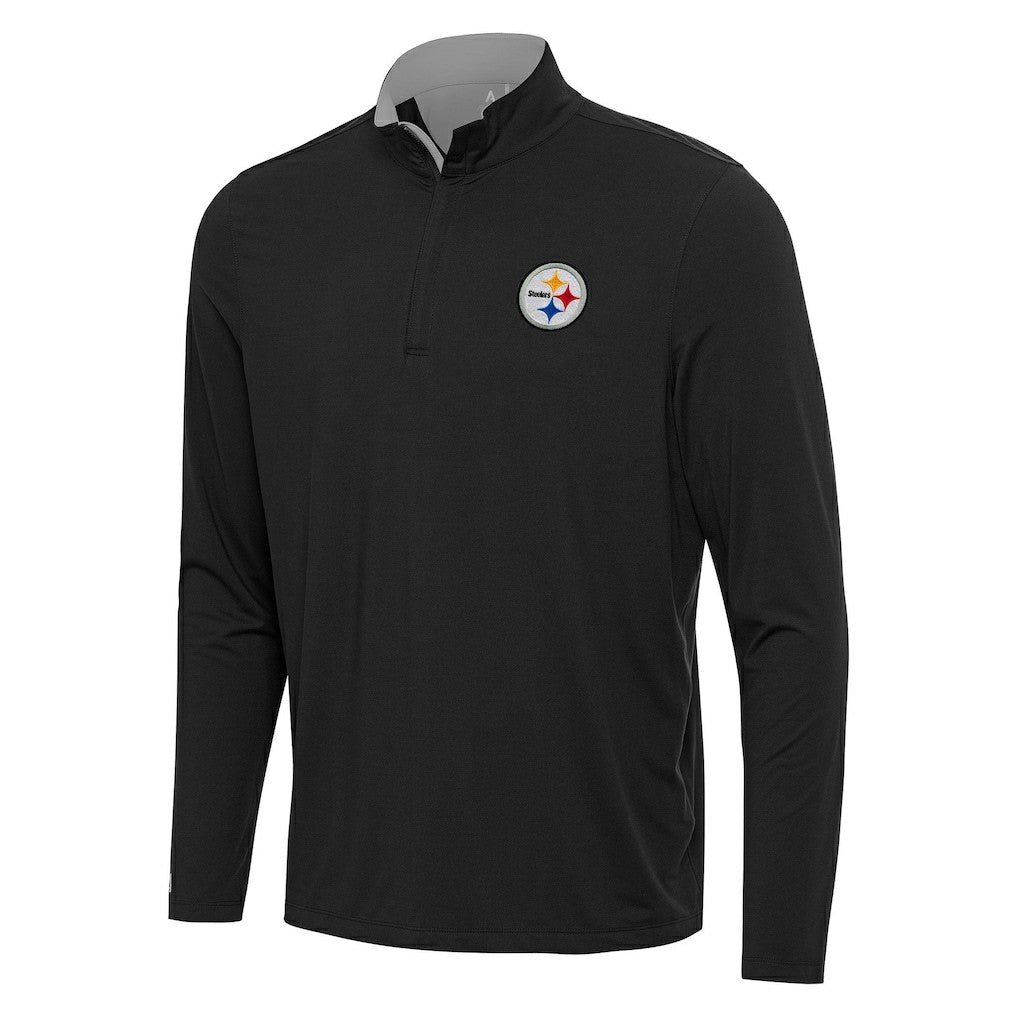 Pittsburgh Steelers Antigua Content Quarter-Zip Pullover Top - Black/Gray discount