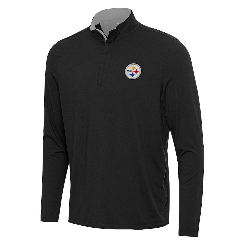 Pittsburgh Steelers Antigua Content Quarter-Zip Pullover Top - Black/Gray discount