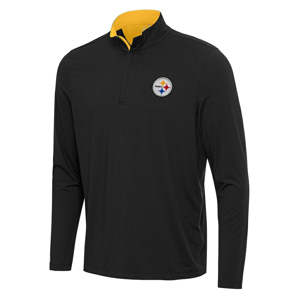 Pittsburgh Steelers Antigua Content Quarter-Zip Pullover Top - Black/Gold for sale