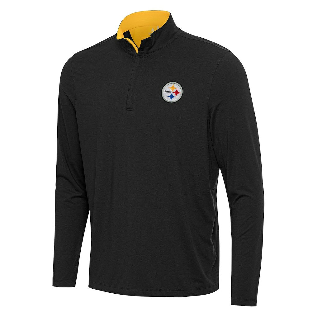 Pittsburgh Steelers Antigua Content Quarter-Zip Pullover Top - Black/Gold for sale
