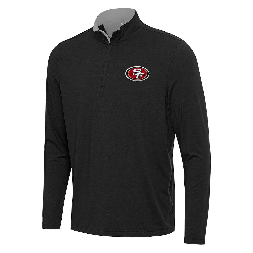 San Francisco 49ers Antigua Content Quarter-Zip Pullover Top - Black/Gray outlet