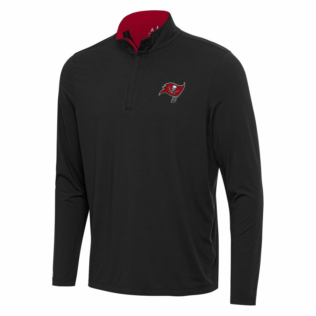 Tampa Bay Buccaneers Antigua Content Quarter-Zip Pullover Top - Black/Red for sale