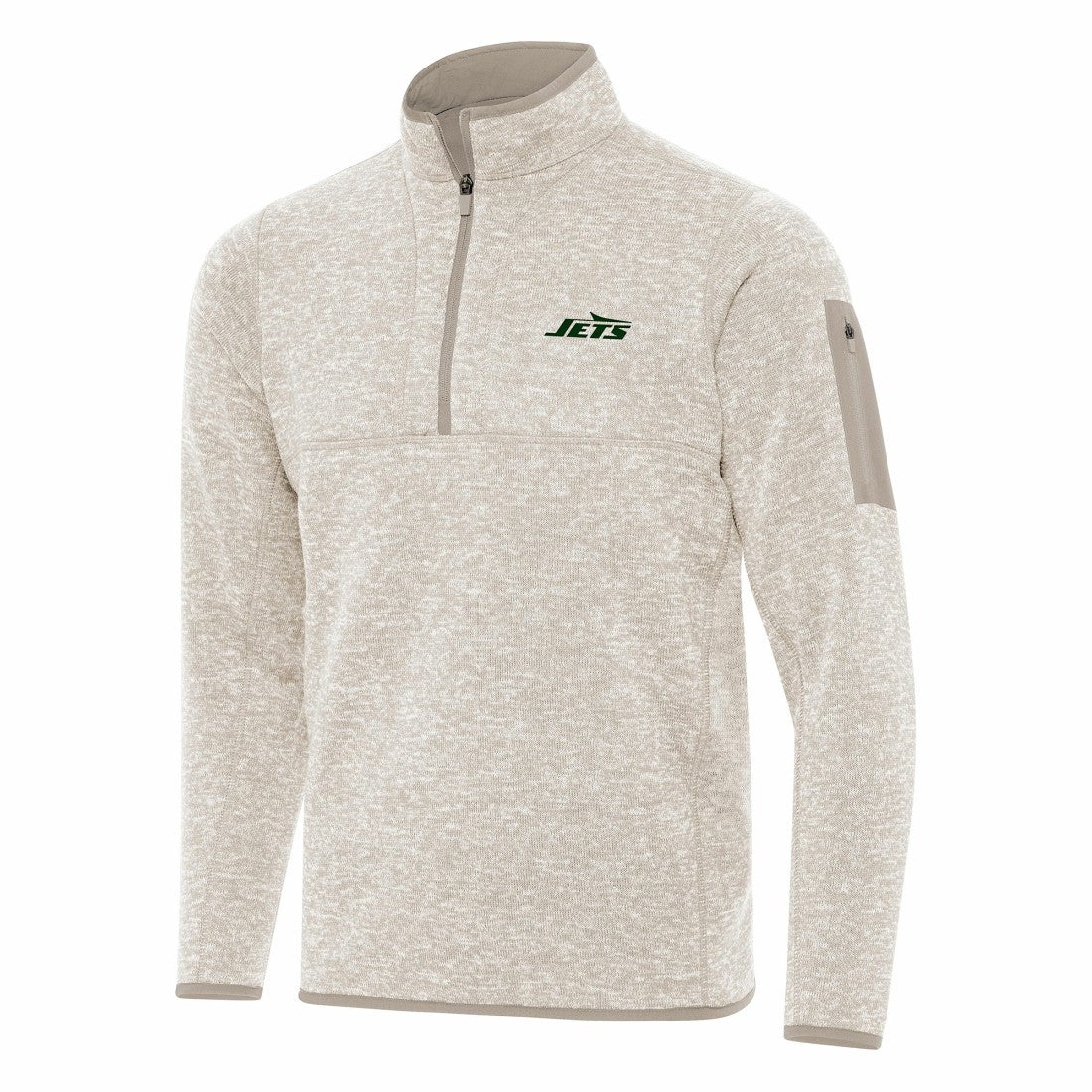 New York Jets Antigua Fortune Quarter-Zip Pullover Jacket - Oatmeal cheap
