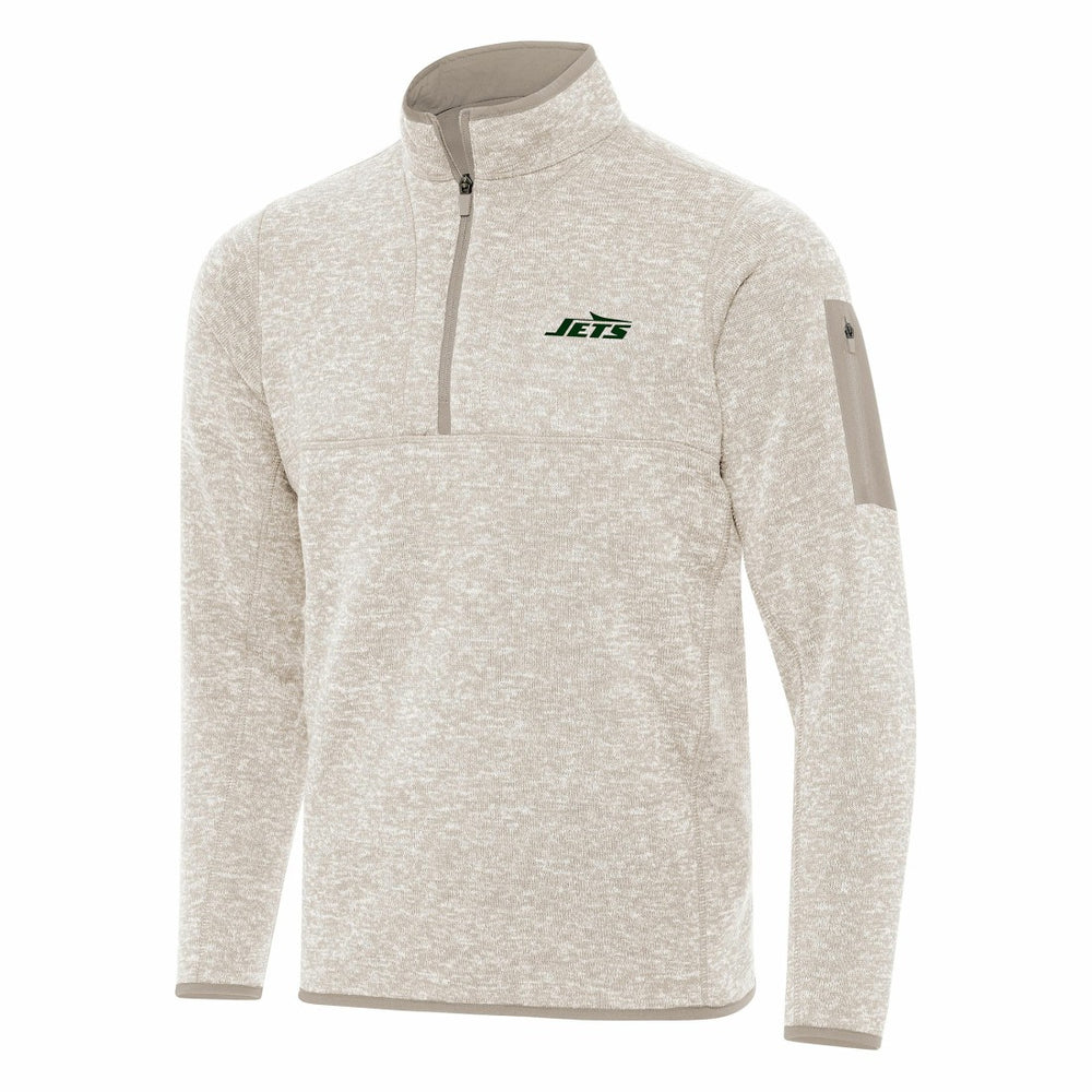 New York Jets Antigua Fortune Quarter-Zip Pullover Jacket - Oatmeal cheap