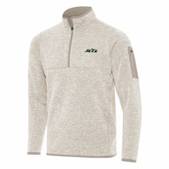 New York Jets Antigua Fortune Quarter-Zip Pullover Jacket - Oatmeal cheap