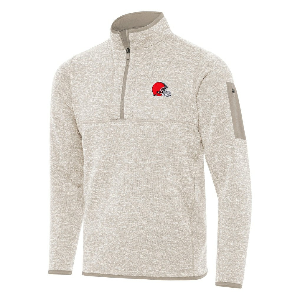 Cleveland Browns Antigua Fortune Quarter-Zip Pullover Jacket - Oatmeal online