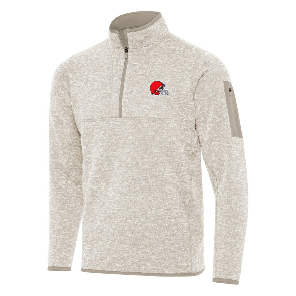 Cleveland Browns Antigua Fortune Quarter-Zip Pullover Jacket - Oatmeal online