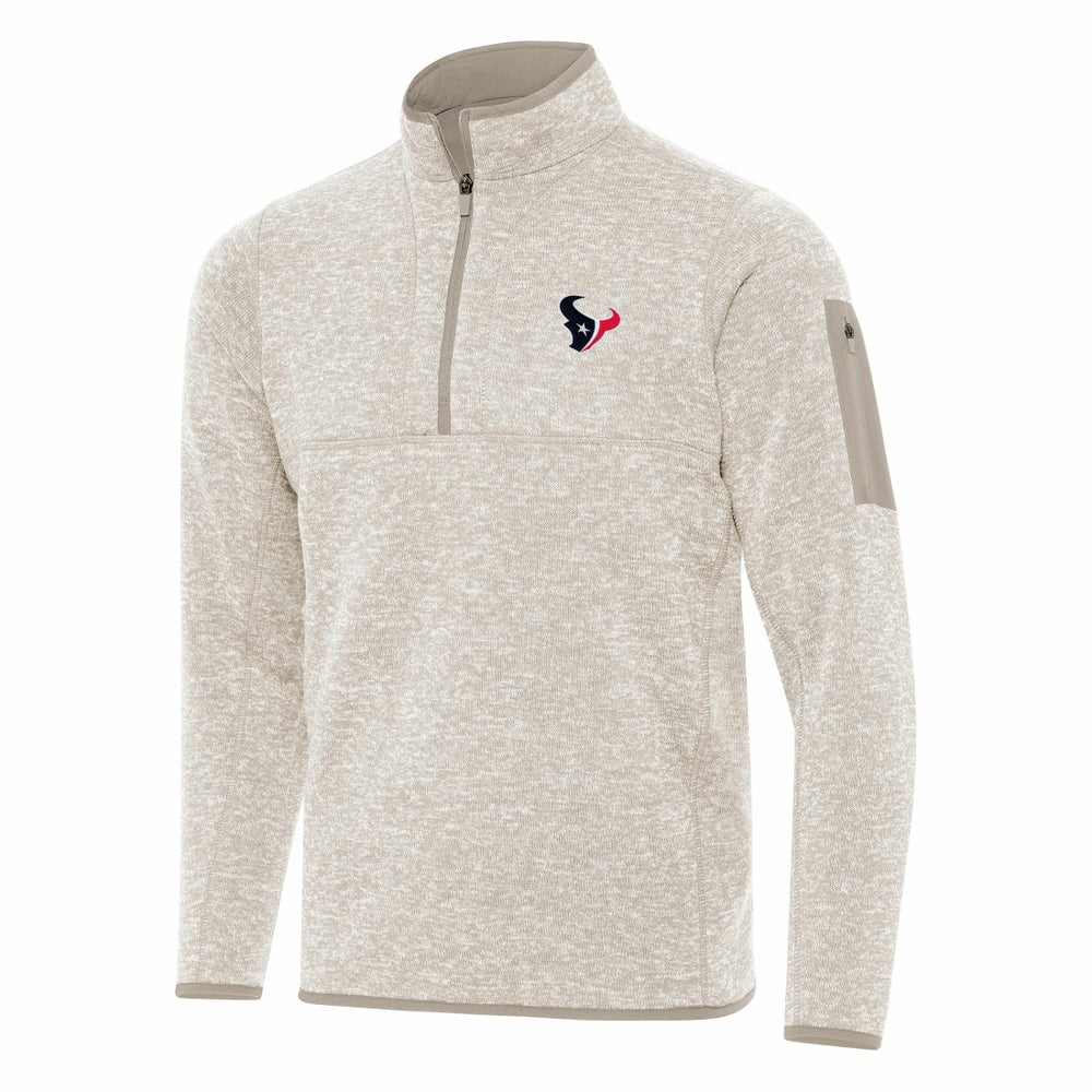 Houston Texans Antigua Fortune Quarter-Zip Pullover Jacket - Oatmeal on sale