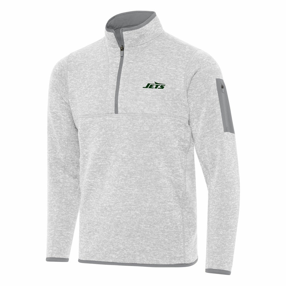 New York Jets Antigua Fortune Quarter-Zip Pullover Jacket - Heather Gray for sale