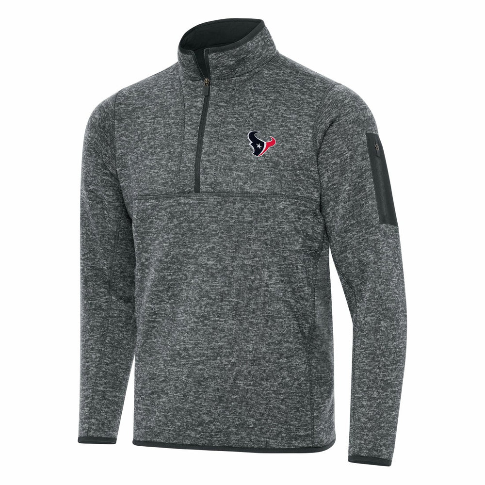Houston Texans Antigua Fortune Quarter-Zip Pullover Jacket - Heather Charcoal cheap