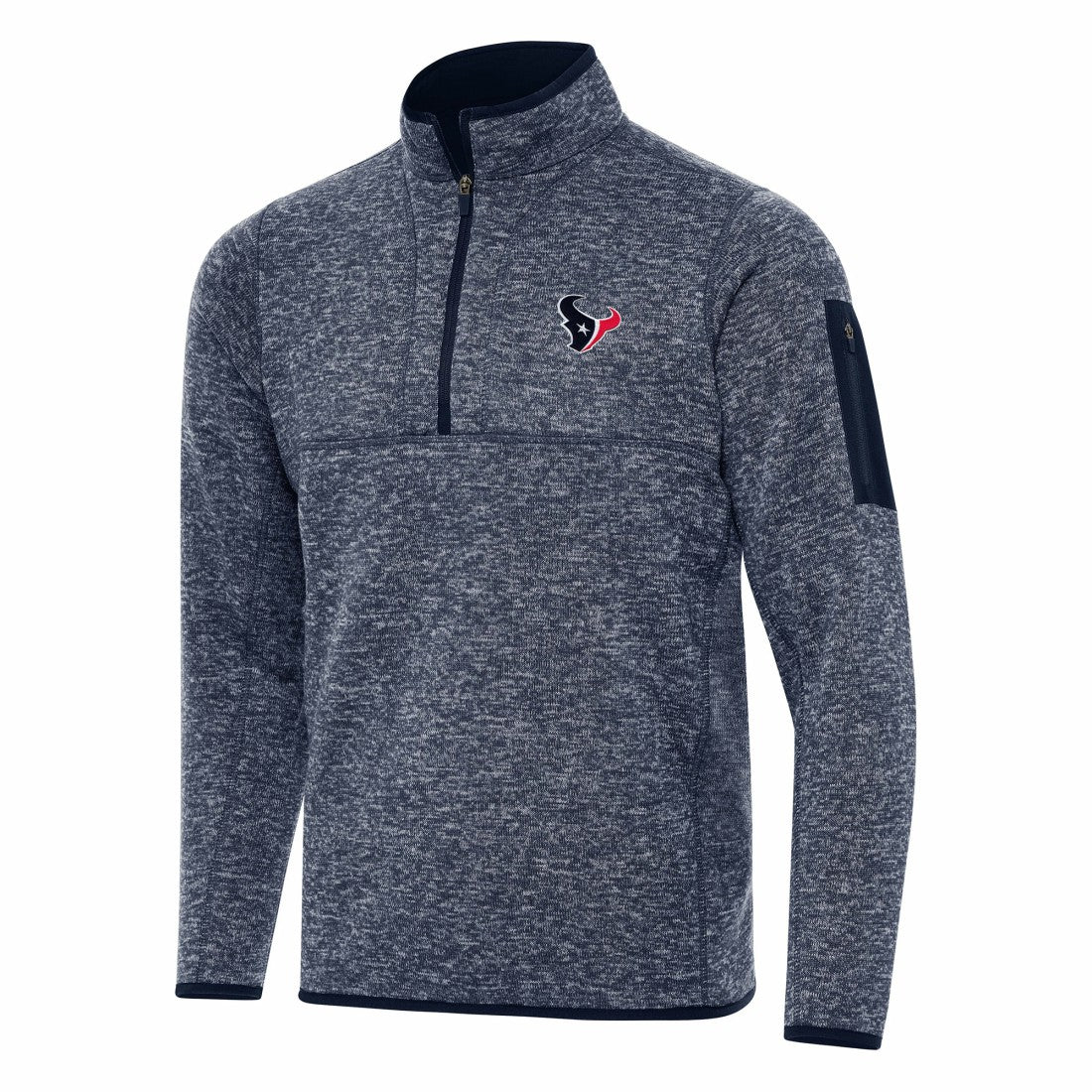 Houston Texans Antigua Fortune Quarter-Zip Pullover Jacket - Heather Navy outlet