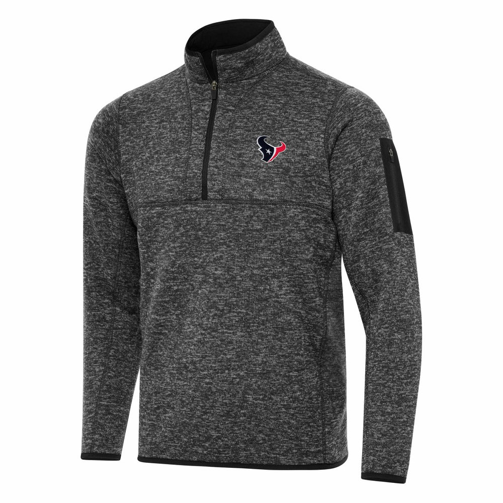 Houston Texans Antigua Fortune Quarter-Zip Pullover Jacket - Heather Black on sale