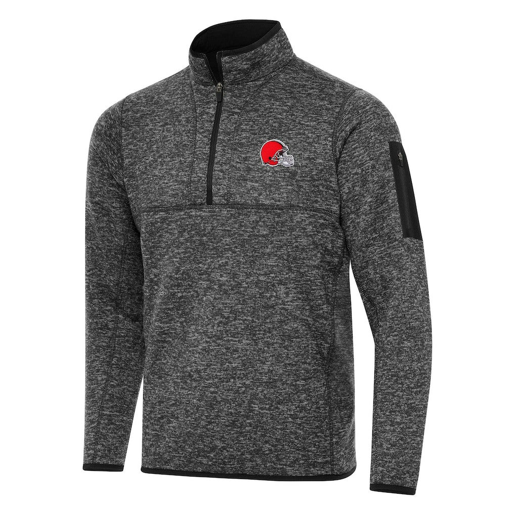 Cleveland Browns Antigua Fortune Quarter-Zip Pullover Jacket - Heather Black outlet