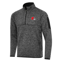 Cleveland Browns Antigua Fortune Quarter-Zip Pullover Jacket - Heather Black outlet