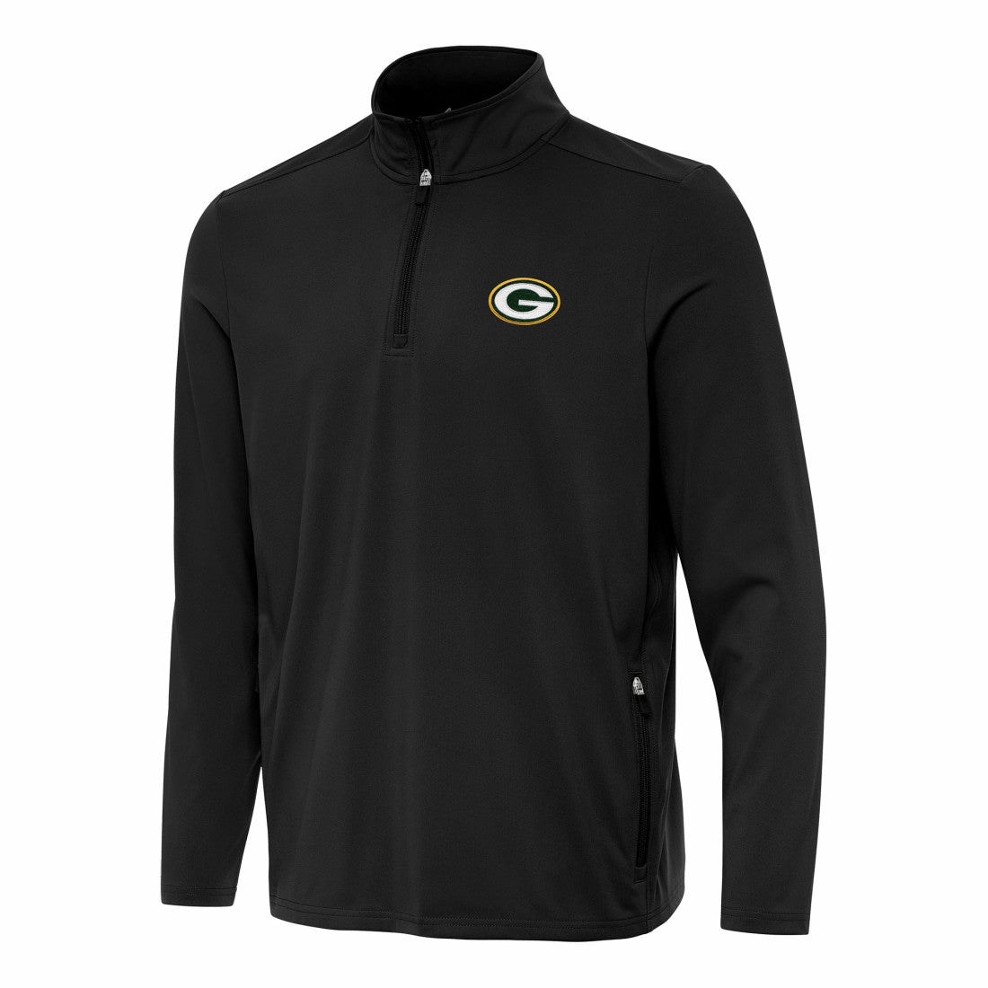 Green Bay Packers Antigua Perilous Quarter-Zip Pullover Top - Black on sale
