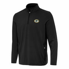 Green Bay Packers Antigua Perilous Quarter-Zip Pullover Top - Black on sale