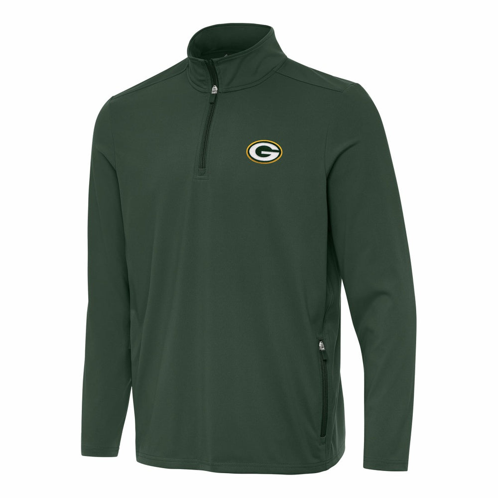 Green Bay Packers Antigua Perilous Quarter-Zip Pullover Top - Green for sale
