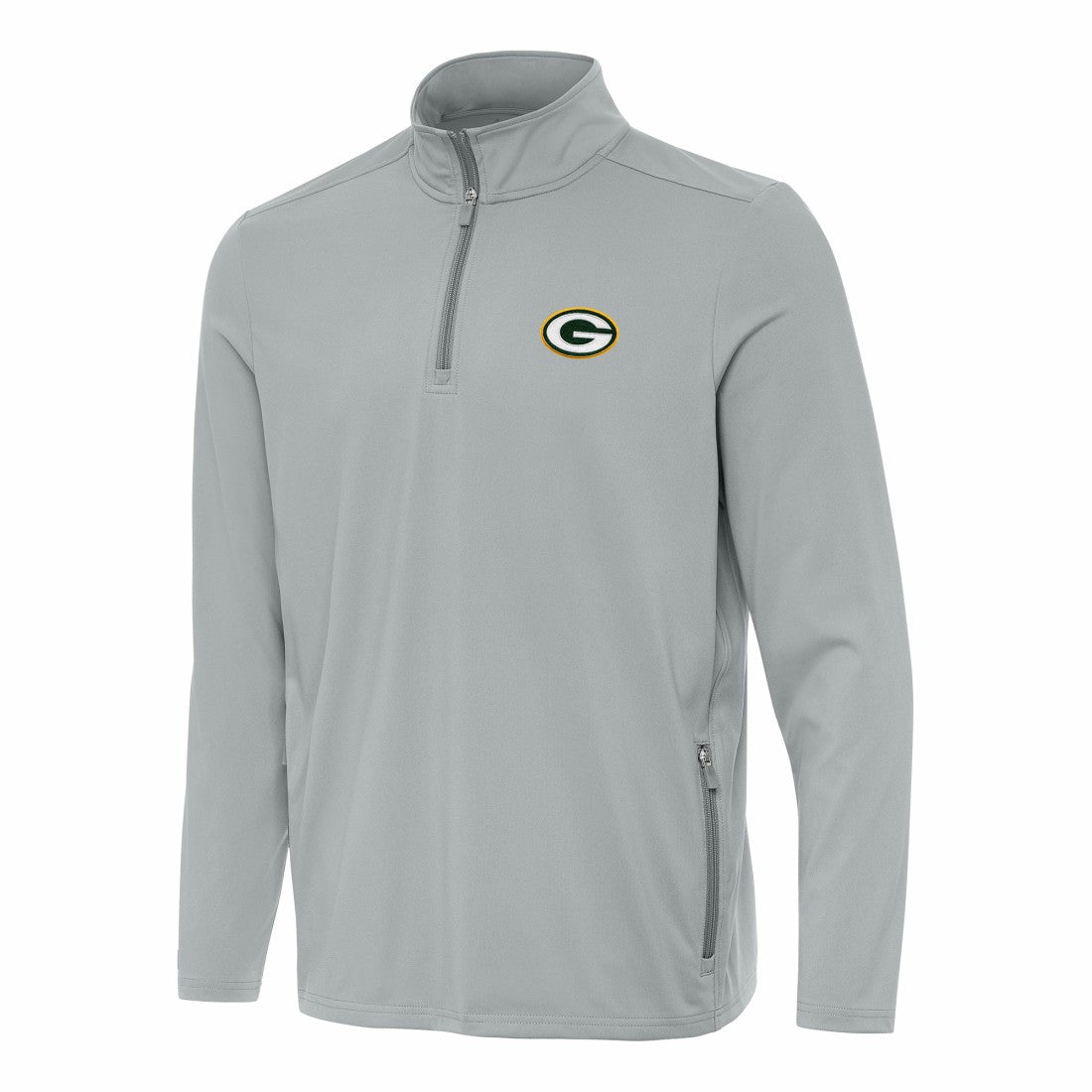 Green Bay Packers Antigua Perilous Quarter-Zip Pullover Top - Gray for sale