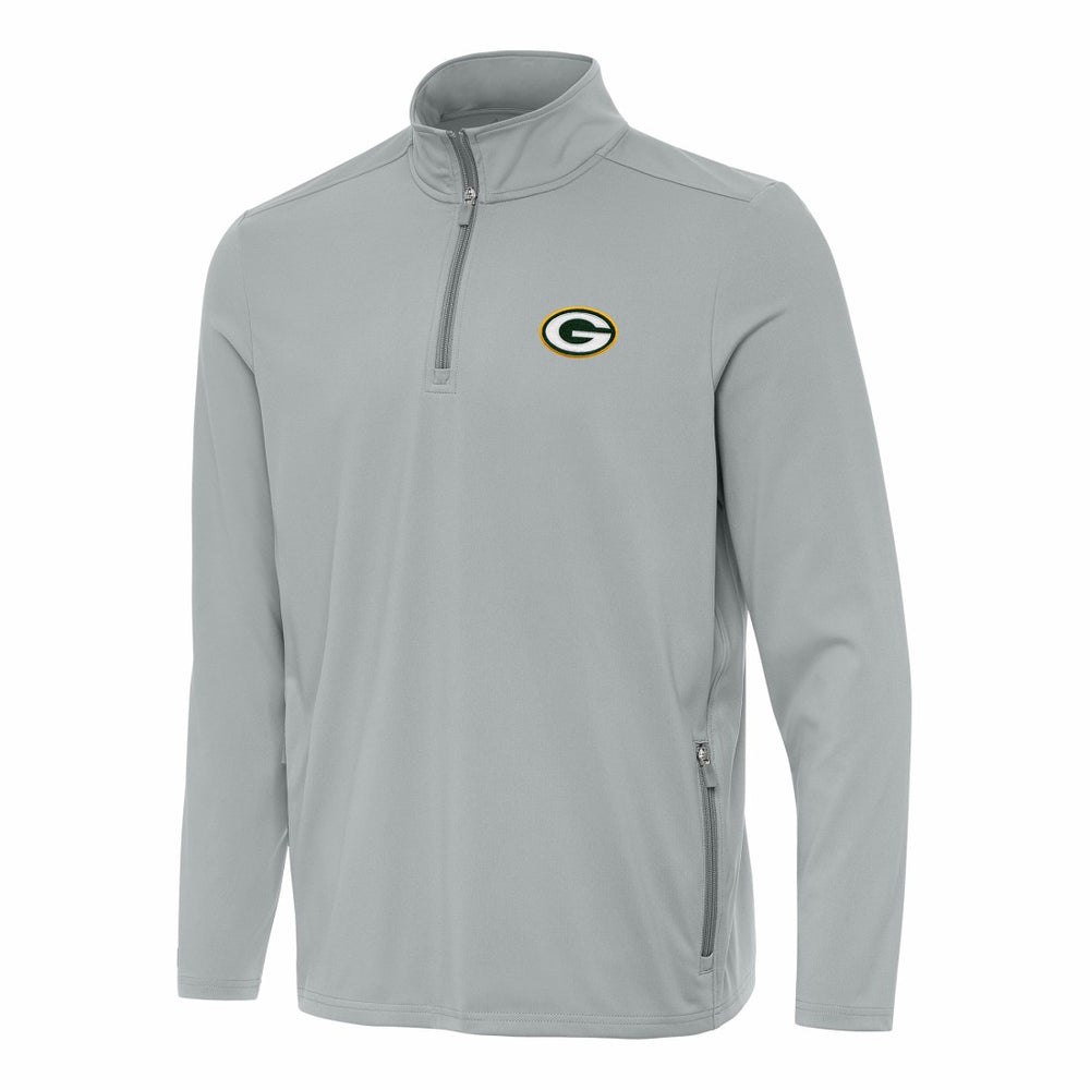 Green Bay Packers Antigua Perilous Quarter-Zip Pullover Top - Gray for sale