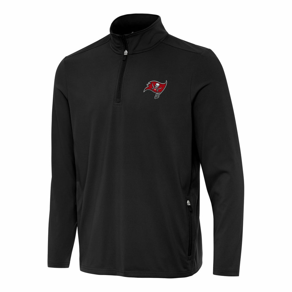 Tampa Bay Buccaneers Antigua Perilous Quarter-Zip Pullover Top - Black discount