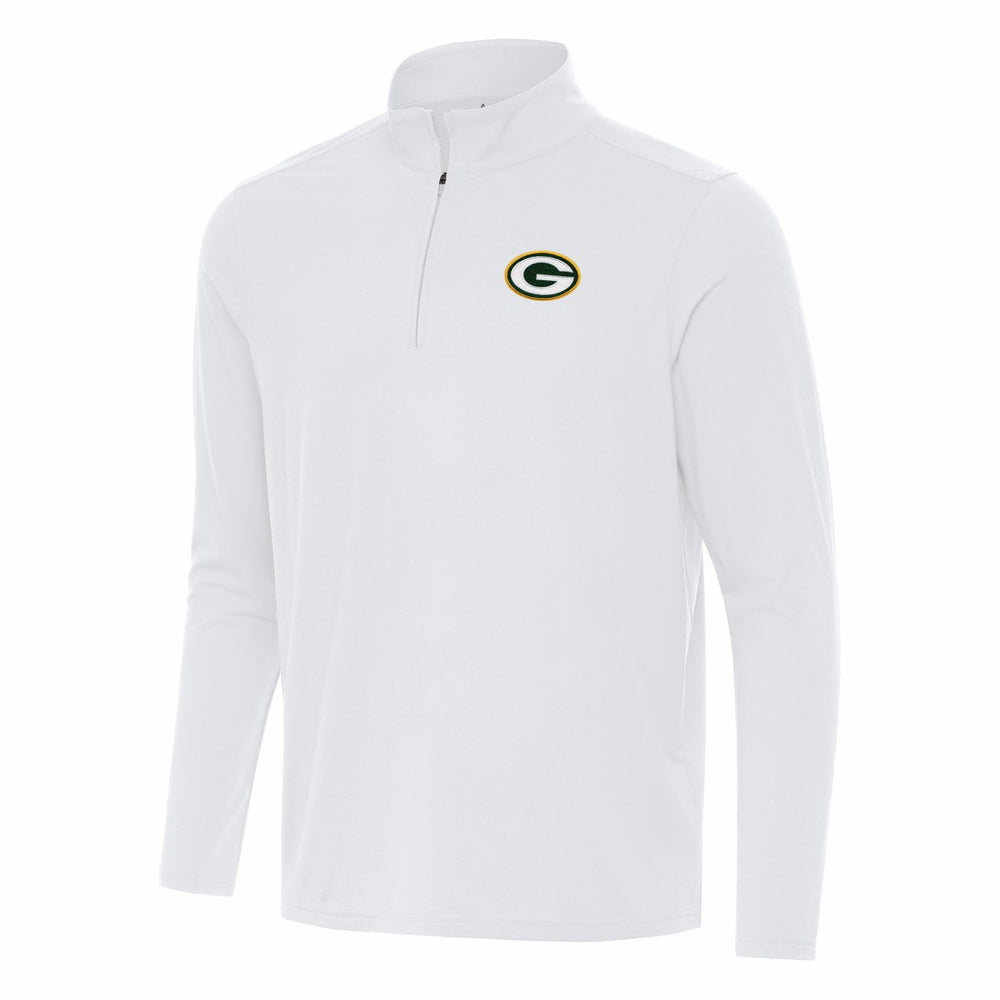 Green Bay Packers Antigua Intent Quarter-Zip Pullover Top - White cheap