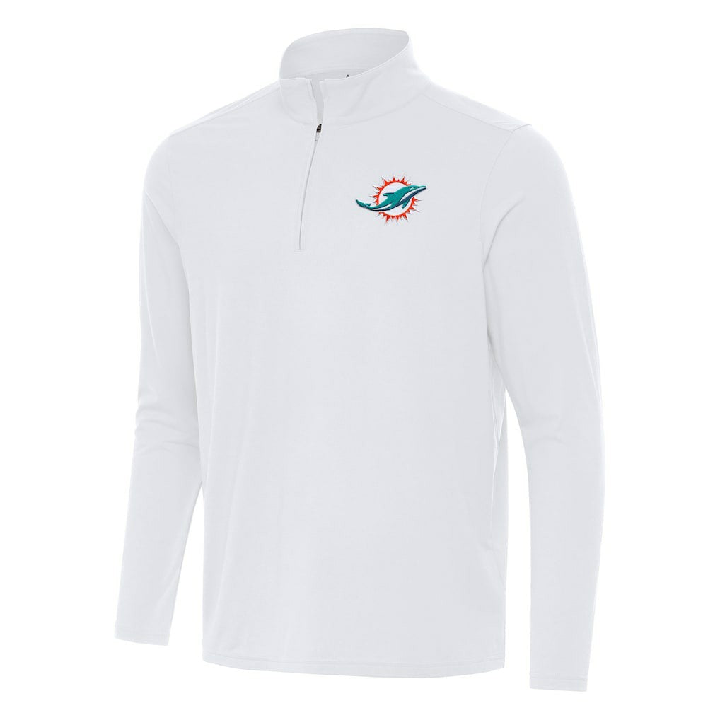 Miami Dolphins Antigua Intent Quarter-Zip Pullover Top - White discount