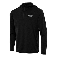 New York Jets Antigua Tidy Quarter-Zip Pullover Hoodie - Heather Black sale