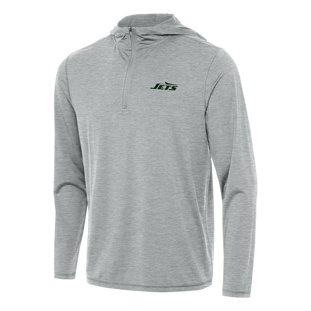 New York Jets Antigua Tidy Quarter-Zip Pullover Hoodie - Heather Gray outlet