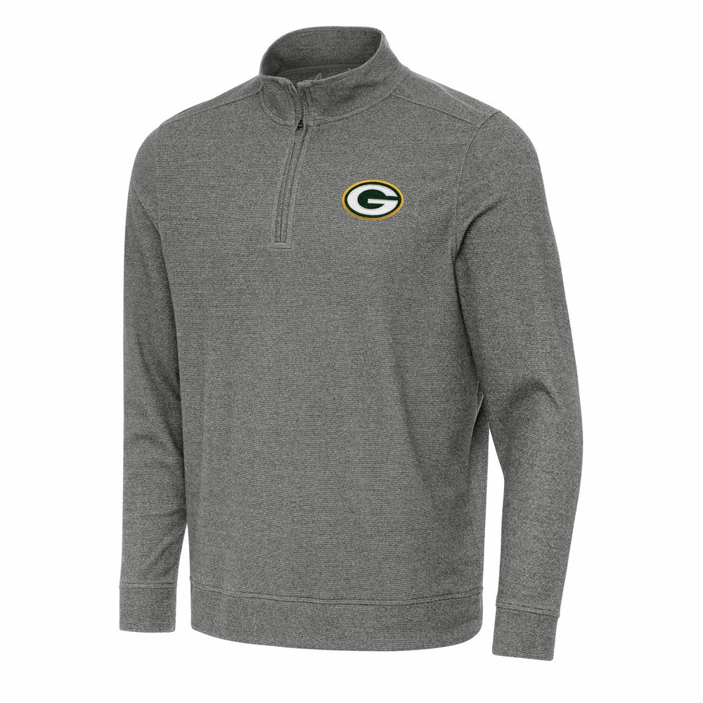Green Bay Packers Antigua Subtle Quarter-Zip Top - Heather Black discount