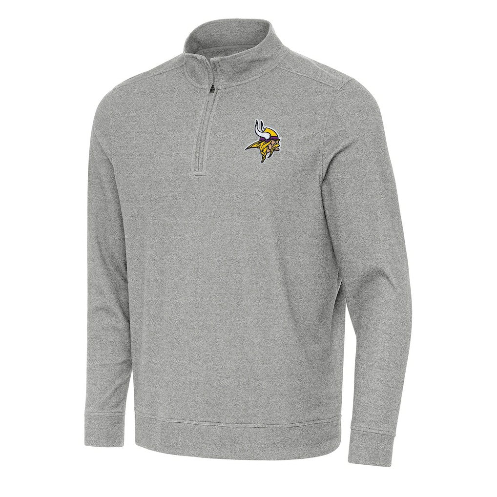 Minnesota Vikings Antigua Subtle Quarter-Zip Top - Heather Gray for sale