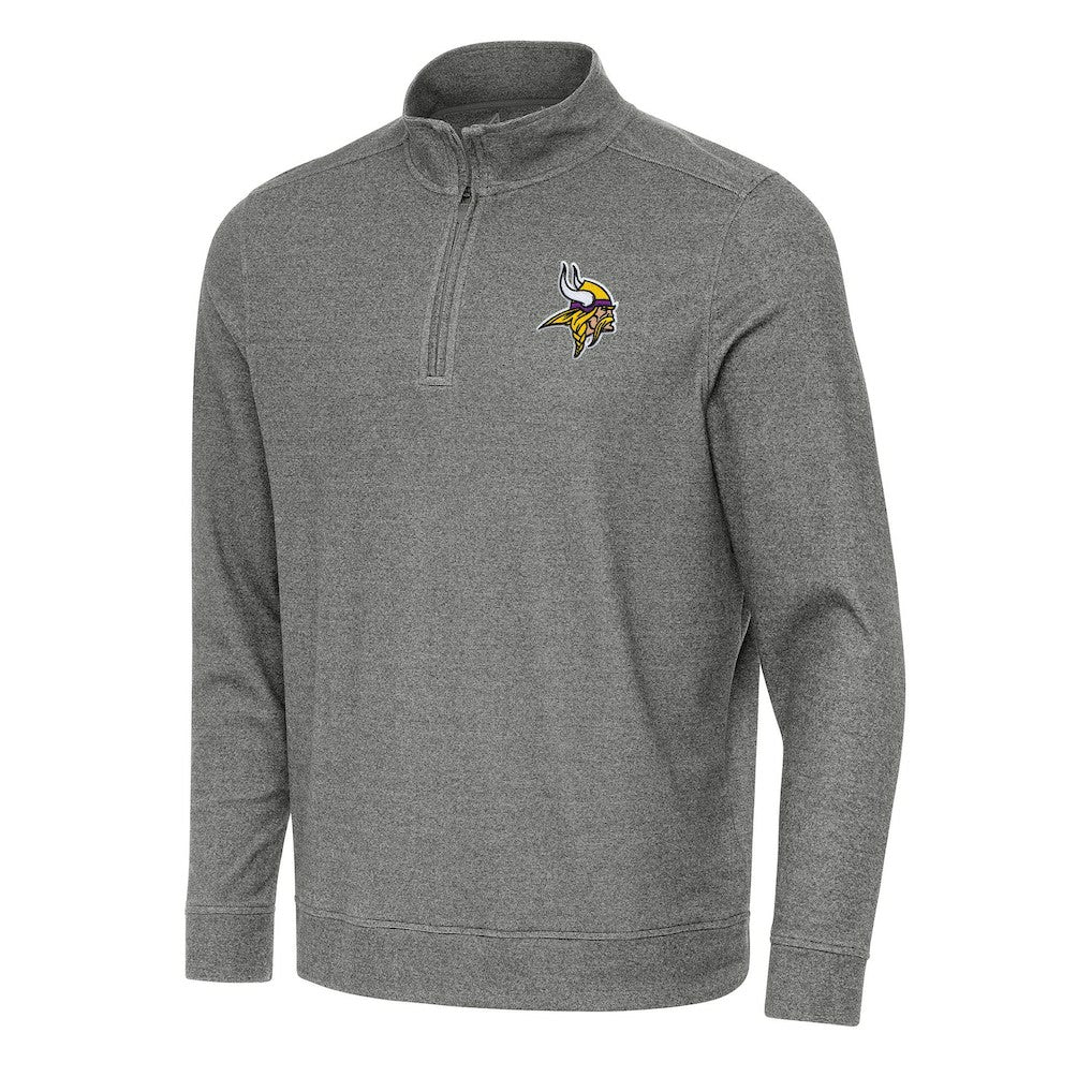 Minnesota Vikings Antigua Subtle Quarter-Zip Top - Heather Black for sale
