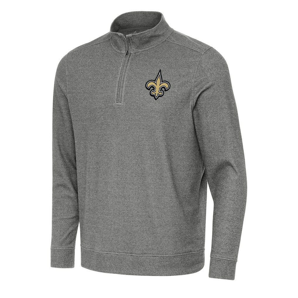 New Orleans Saints Antigua Subtle Quarter-Zip Top - Heather Black for sale