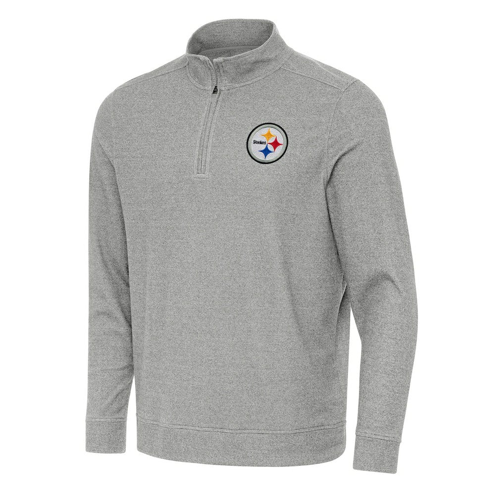 Pittsburgh Steelers Antigua Subtle Quarter-Zip Top - Heather Gray for sale