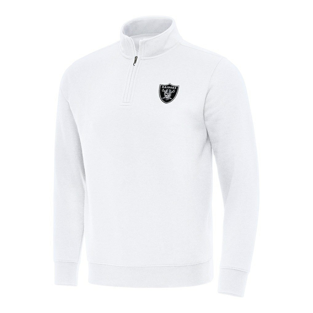 Las Vegas Raiders Antigua Victory Quarter-Zip Pullover Top - White for sale