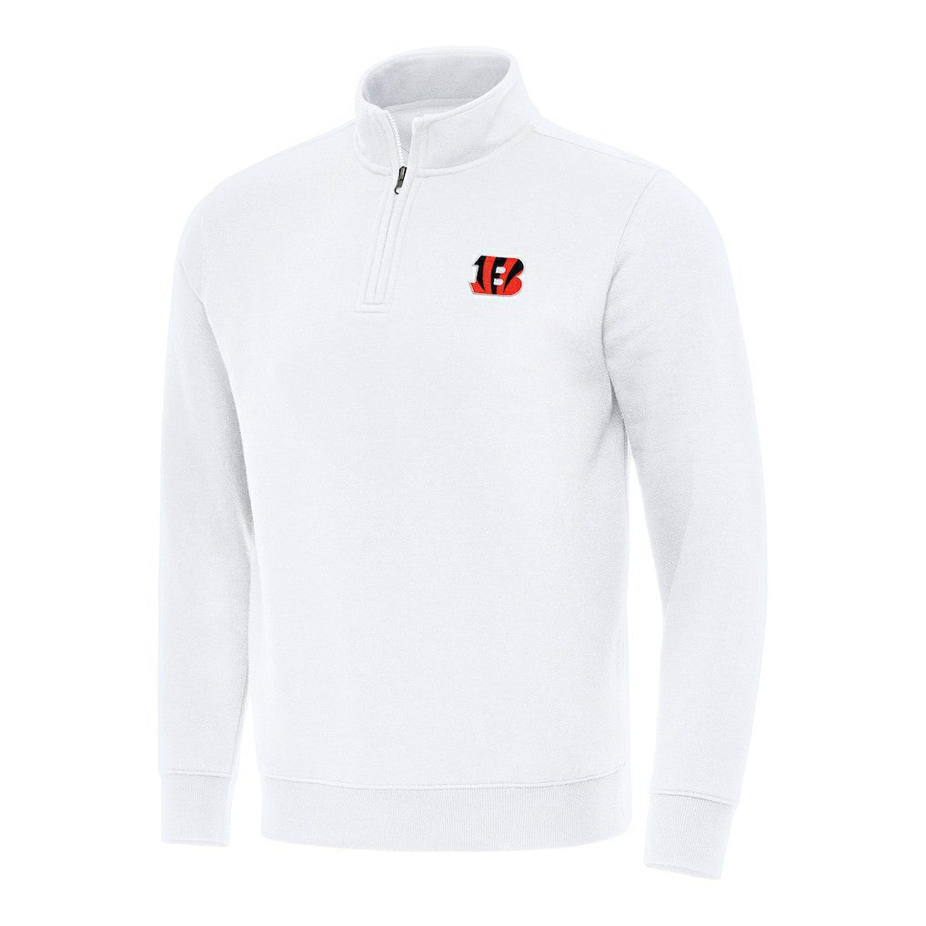 Cincinnati Bengals Antigua Victory Quarter-Zip Pullover Top - White on sale