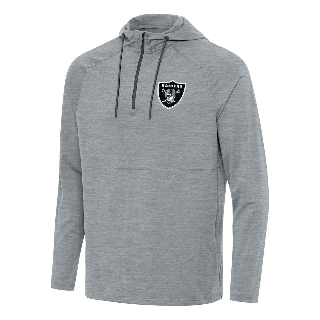 Las Vegas Raiders Antigua Spikes Quarter-Zip Pullover Hoodie - Heather Gray cheap