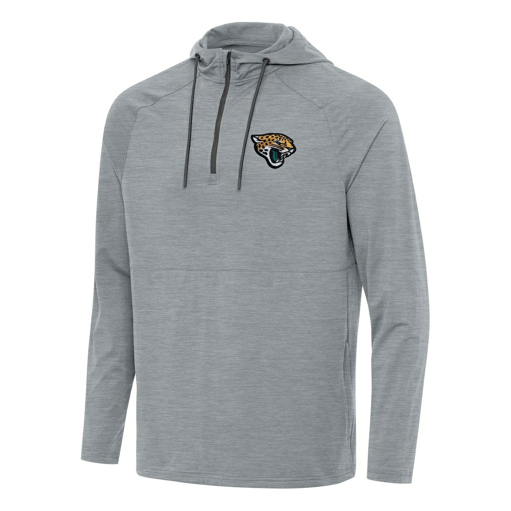 Jacksonville Jaguars Antigua Spikes Quarter-Zip Pullover Hoodie - Heather Gray on sale