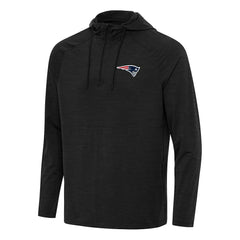 New England Patriots Antigua Spikes Quarter-Zip Pullover Hoodie - Heather Black on sale