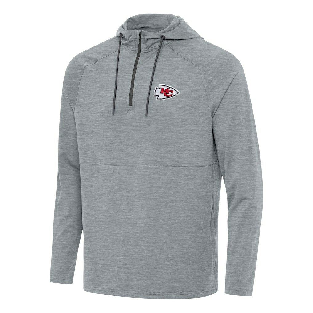 Kansas City Chiefs Antigua Spikes Quarter-Zip Pullover Hoodie - Heather Gray for sale