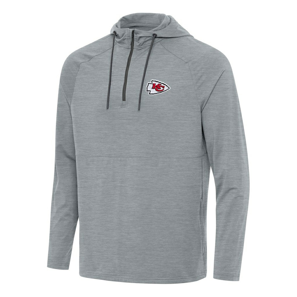 Kansas City Chiefs Antigua Spikes Quarter-Zip Pullover Hoodie - Heather Gray for sale