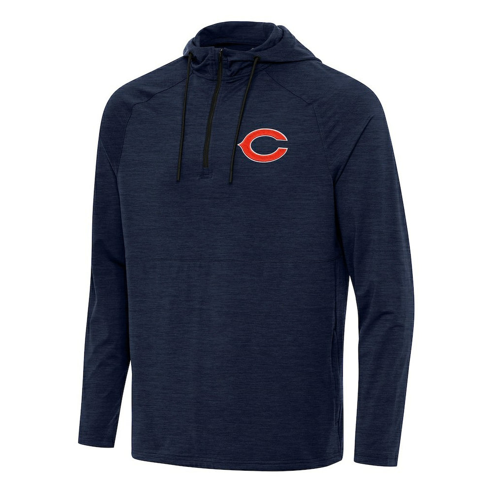 Chicago Bears Antigua Spikes Quarter-Zip Pullover Hoodie - Heather Navy discount