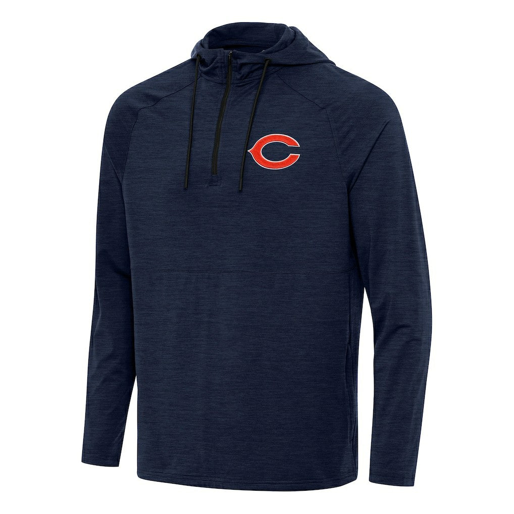 Chicago Bears Antigua Spikes Quarter-Zip Pullover Hoodie - Heather Navy discount