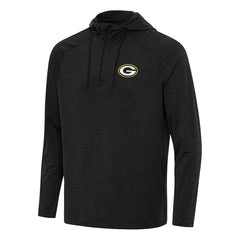 Green Bay Packers Antigua Spikes Quarter-Zip Pullover Hoodie - Heather Black outlet