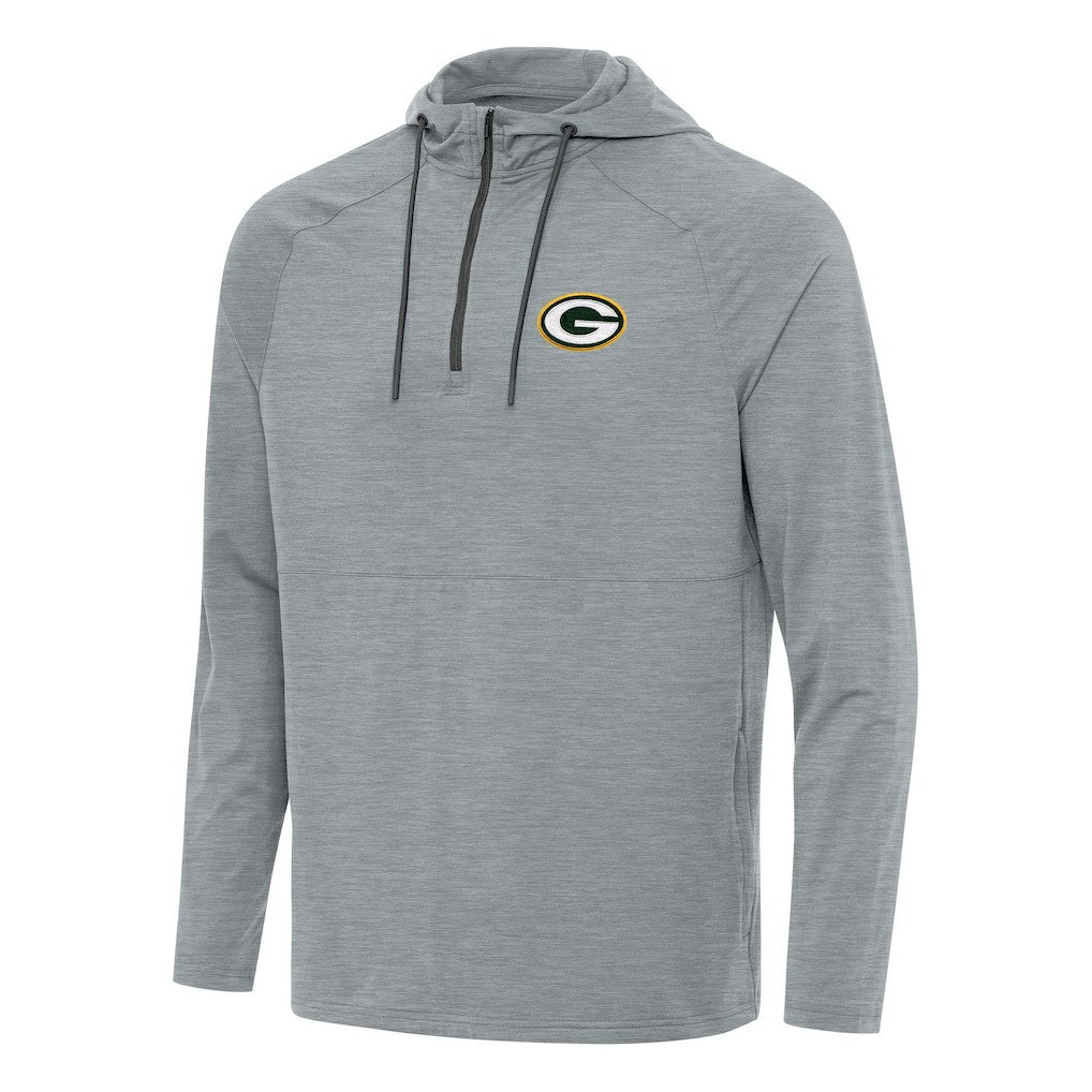 Green Bay Packers Antigua Spikes Quarter-Zip Pullover Hoodie - Heather Gray cheap