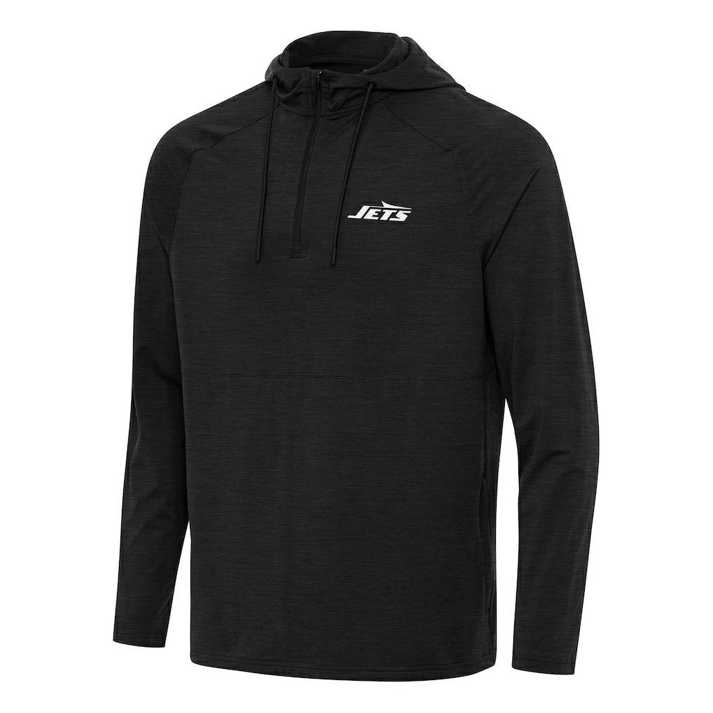 New York Jets Antigua Spikes Quarter-Zip Pullover Hoodie - Heather Black sale