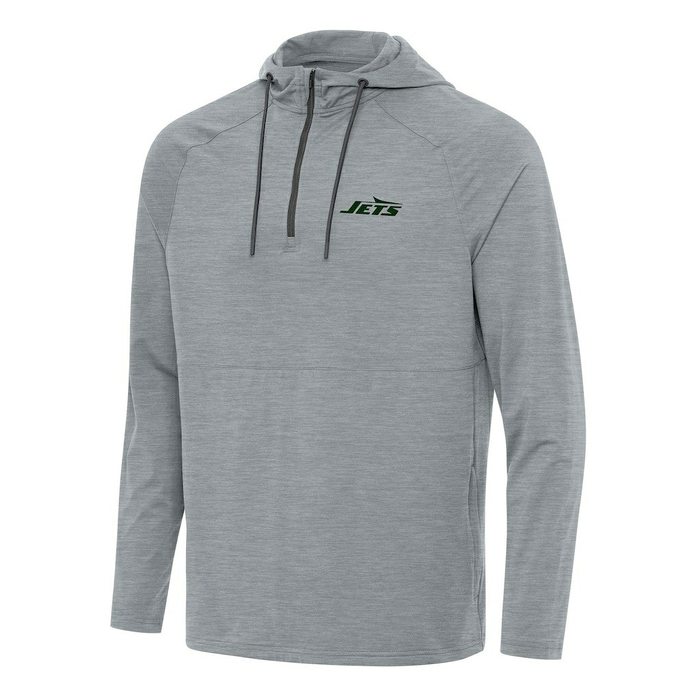 New York Jets Antigua Spikes Quarter-Zip Pullover Hoodie - Heather Gray for sale