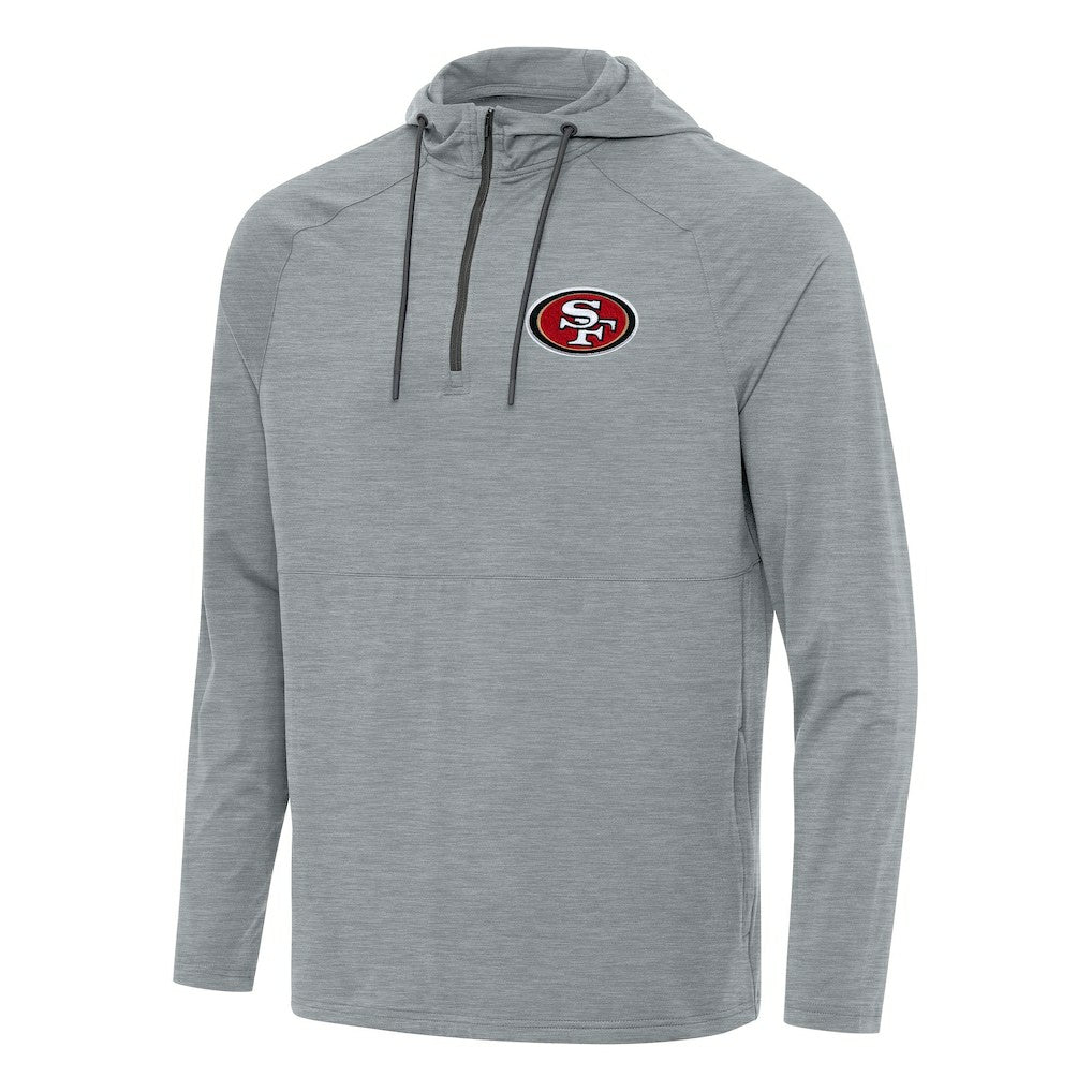 San Francisco 49ers Antigua Spikes Quarter-Zip Pullover Hoodie - Heather Gray for sale